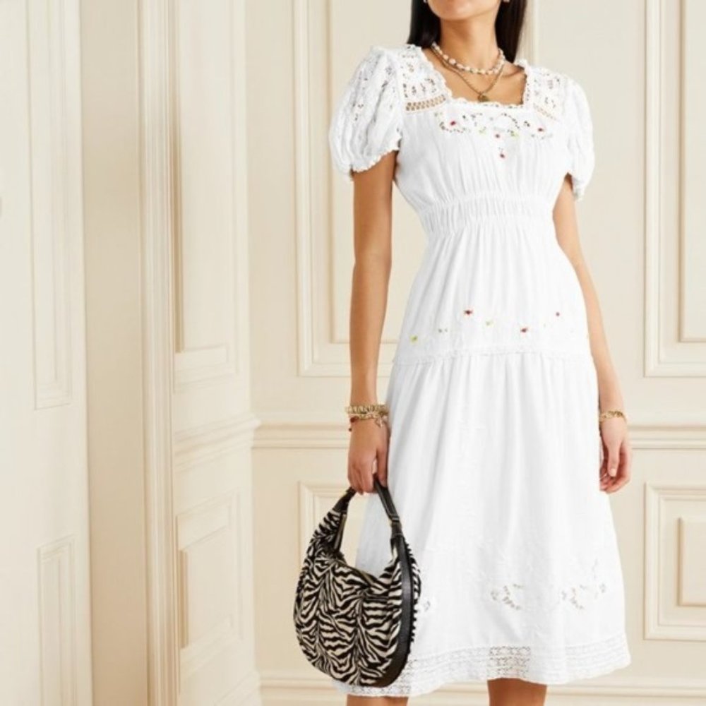 LoveShackFancy Ayden Embroidered A-Line Dress